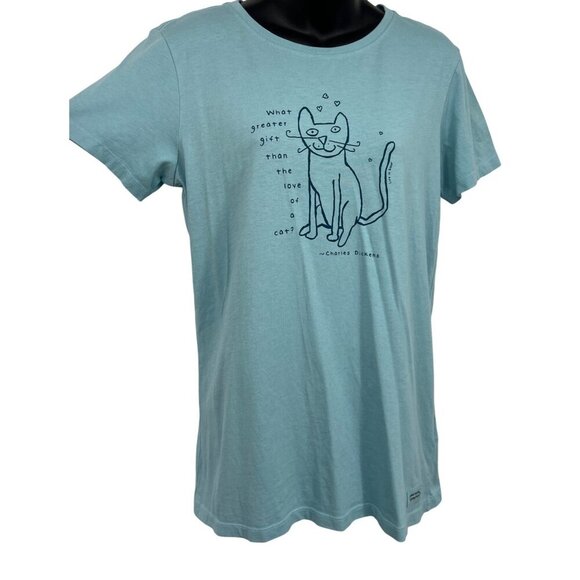 Life Is Good Womens Crusher Tee Love Of A Cat Blue Size Medium M NWT New - Picture 4 of 8